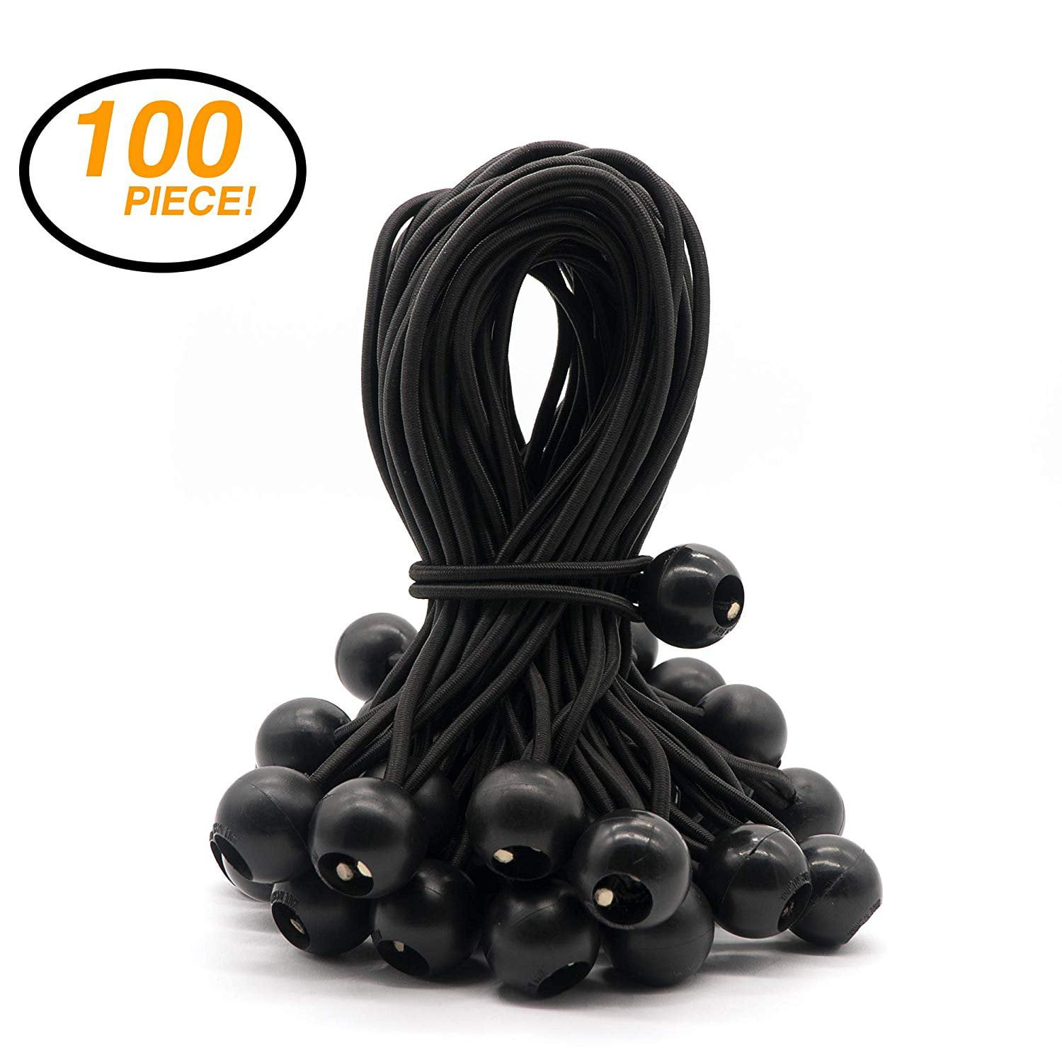 9" BALL BUNGEE BUNGEES HEAVY DUTY BLACK ~ Lot of 100 ** Free Shipping ** 