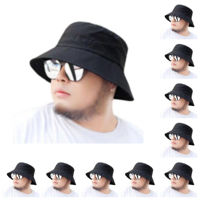 Qarigey Sombreros de pescador ligeros y cómodos para hombres Sombrero de protección solar de poliéster de amplia aplicación negro tamaño negro tamaño estándar 10piezas