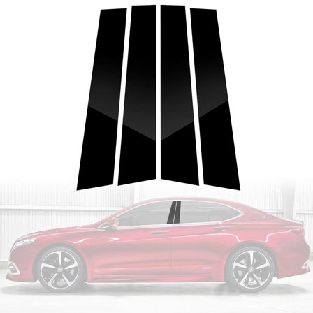 4Pcs Glossy Black Window Door Pillar Posts Trim Covers For 2009-2014 Acura TL