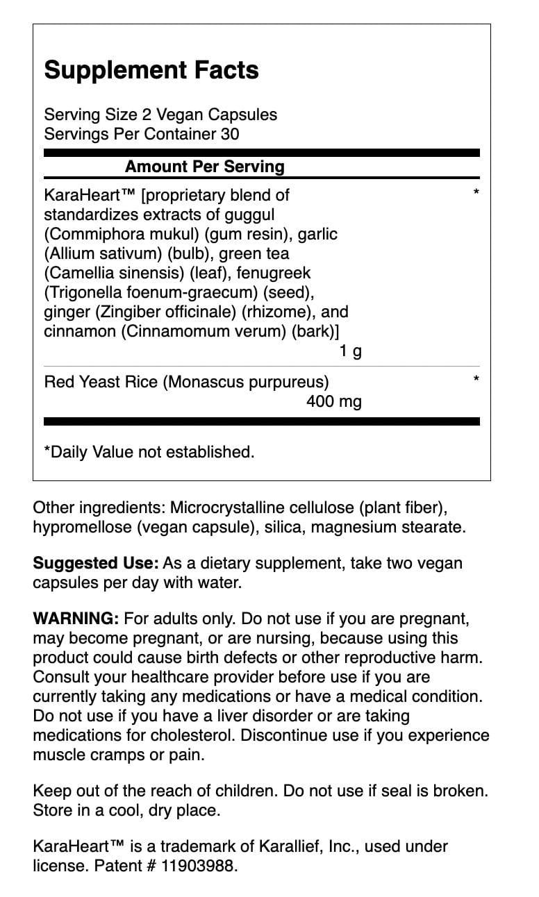 Swanson Red Yeast Rice Cholesterol Support - Featuring Karaheart 60 Vegan Caps