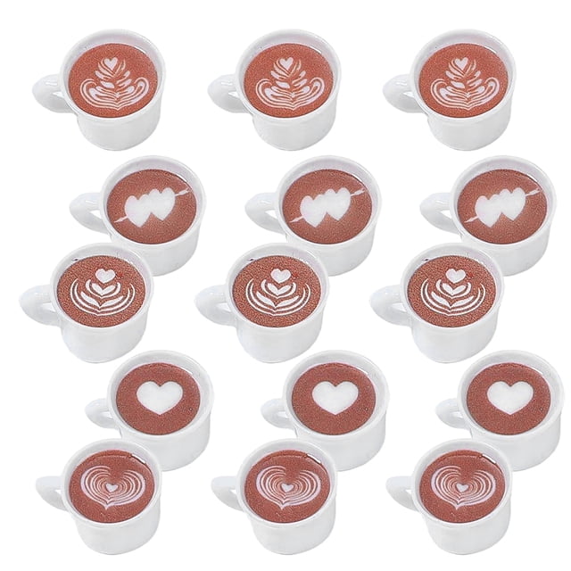 OULII 20 Pcs Miniature Tasse à Café Style Réaliste Résine Charmes pour Décoration de Fête d'Enfants