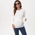 thumbnail image 3 of Maternity Shirts Women's Casual Tops Pregnancy Short Sleeve Striped Ruched Side Tunic Top, 3 of 5