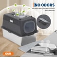 thumbnail image 3 of Stainless Steel Cat Litter Box with Lid, XL Extra Large Covered Metal Litter Box for Big Cats, Removable&Enclosed Design,Non-Stick&Odor-Resistant, Easy Clean, Includes Scoop&Litter Collecting Mat, 3 of 8