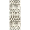 thumbnail image 2 of Hauteloom Promp Shaggy Farmhouse Hallway, Entryway, Bedroom Runner Rug - Bohemian Moroccan Trellis High Plush Pile - Shag Carpet - Brown, Cream, White - 2'7" x 7'3", 2 of 10
