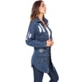 thumbnail image 6 of Notus Women's Casual Slim Distressed Long Sleeve Denim Lapel Jacket Windbreaker Outercoat Mid Blue XXL, 6 of 7