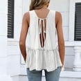 thumbnail image 6 of Moxiu Womens Tank Tops 2026 Flowy Peplum Summer V Neck Babydoll Tank Top Tie Back Open Back Beach Vacation Sleeveless Tunic White,M, 6 of 9