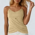 thumbnail image 4 of ZHYou No Boundrie Camisole Tops for Women V Neck Spaghetti Strap Wrap Front Ruched Loose Fit Casual Summer Tank Tops Khaki Size 2XL, 4 of 7