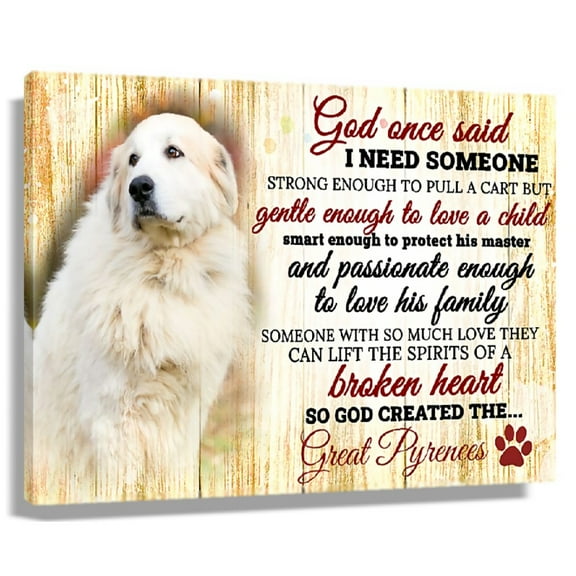 Great Pyrenees Dog Wall Art God Quote Poster Canvas Prints For Living Room Farmhouse Room Decor Aesthetic Framed 20x30 in