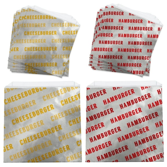 Avant Grub Retro, Grease Proof Cheeseburger/Hamburger Foil Food Wrappers, 200Pk