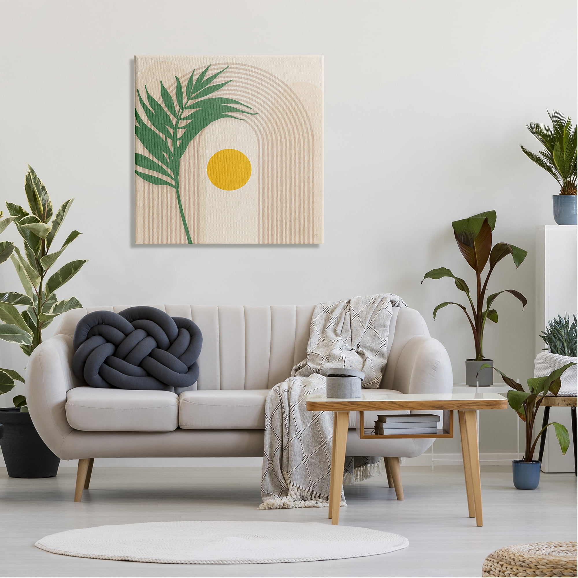 Stupell Industries Tropical Leaf with Arch Botanical & Floral Painting Gallery Wrapped Canvas Art Print Wall Art, 30 x 30