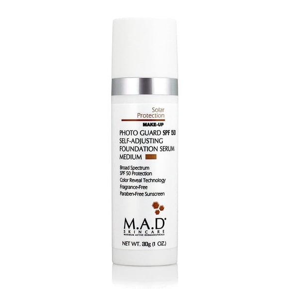 M.A.D SKINCARE PROTECCIÓN SOLAR: Suero de base autoajustable Photo Guard SPF 50: Medio - 30 g