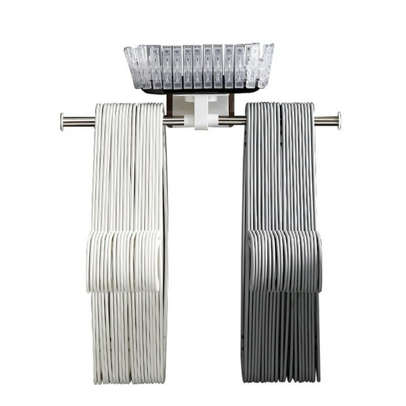 TFixol Clothes Bar Pipe Wall Mounted Clothing Rack Wardrobe Clothes Display Organizer Clothes Hanger Rack Stainless Steel Hanger Storage Holder