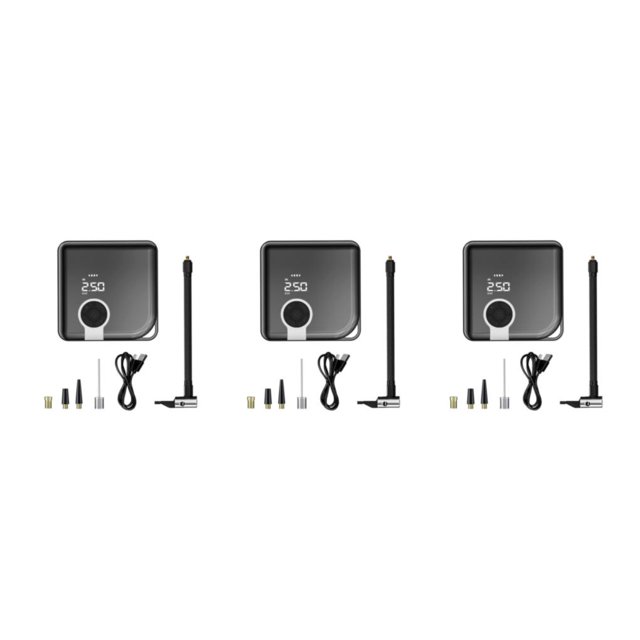 Youkk Fast Inflation Cordless Air Compressor With High Capacity Battery Detect Real-Time Pressure Silver 3Set