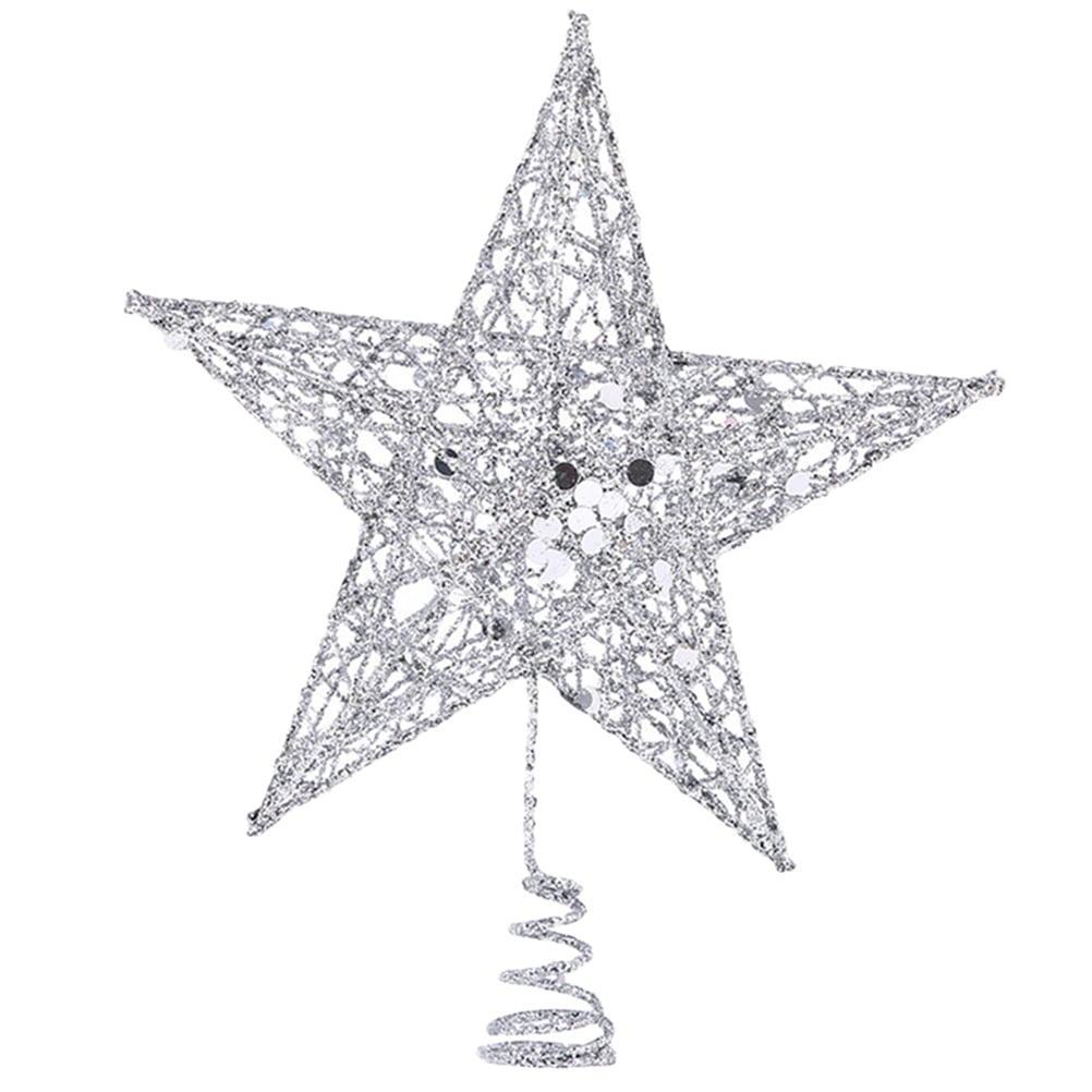 Whte Shimmering Glittered 5-point Angled Star-Shaped Ornament Buy $10=Free Ship 