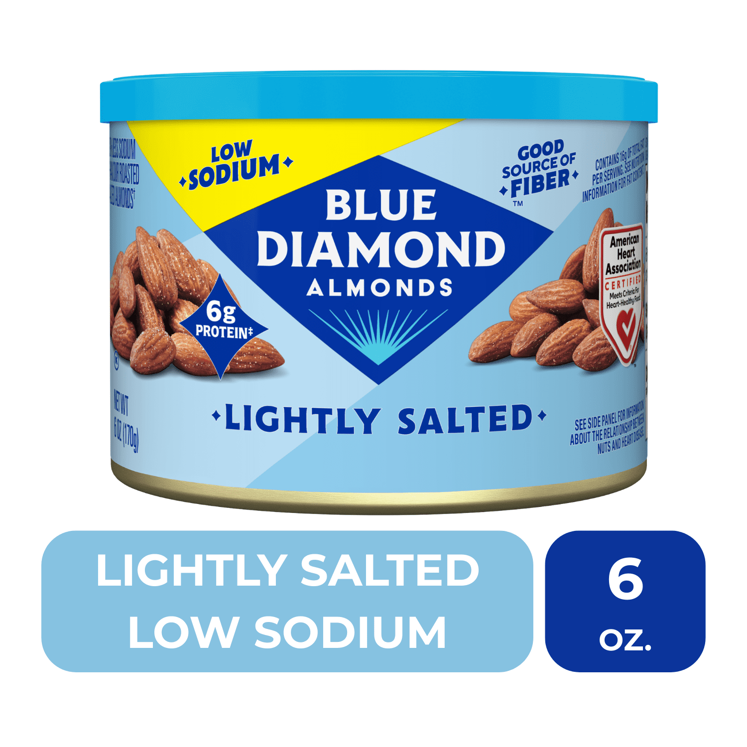 Blue Diamond Almonds, Shelf Stable Lightly Salted Pieces, 6 oz Can