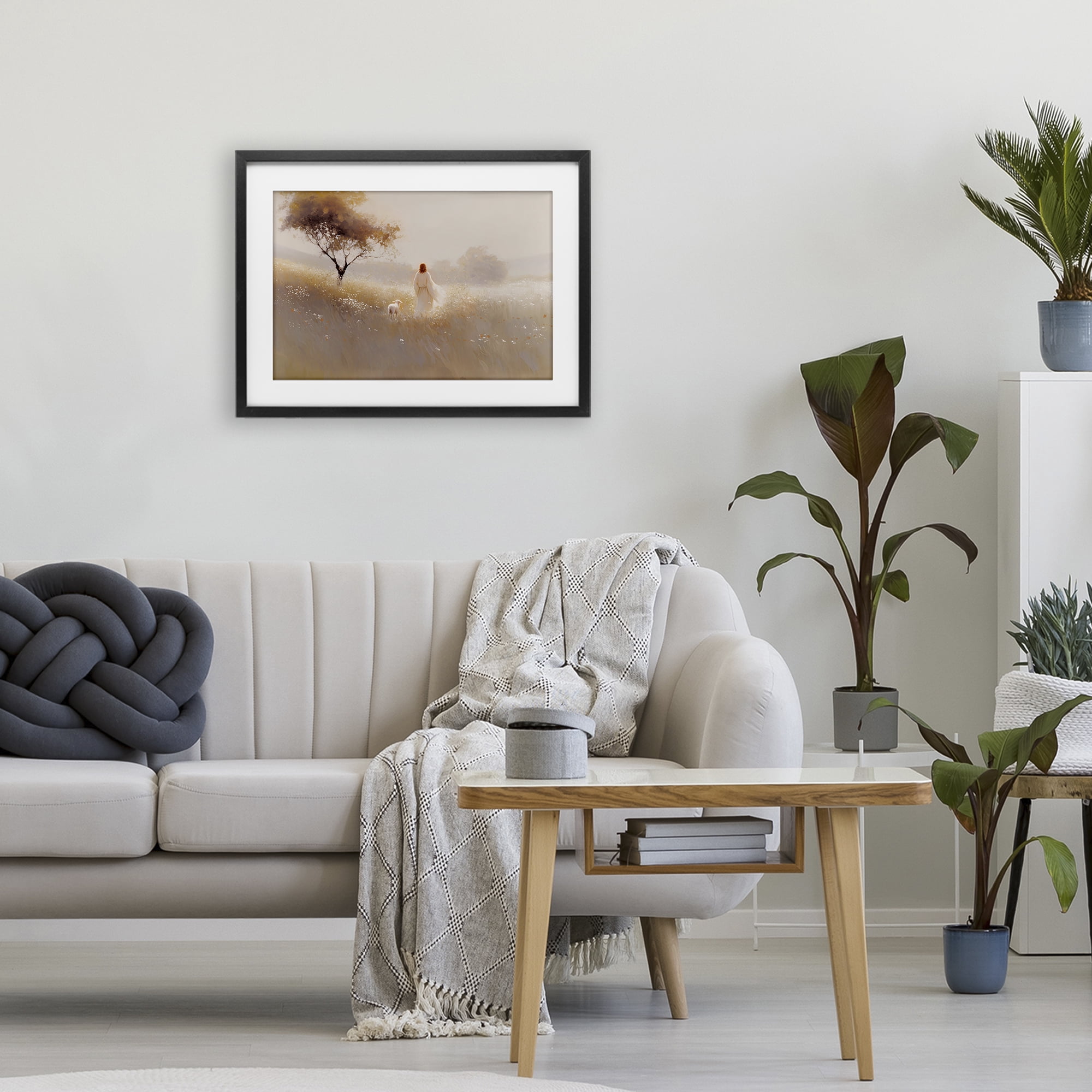 Stupell Industries Spiritual Shepherd & Lamb Black Framed Print Under Glass, design by Jacky Ngan