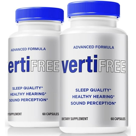 (2 Pack) Vertifree Capsules for Vertigo- Advanced Ear Support, Natural Formula to Promote Inner Ear Health, Tinnitus Supplement for Ringing, Official Auditory Pills, Verti Free (120 Capsules)