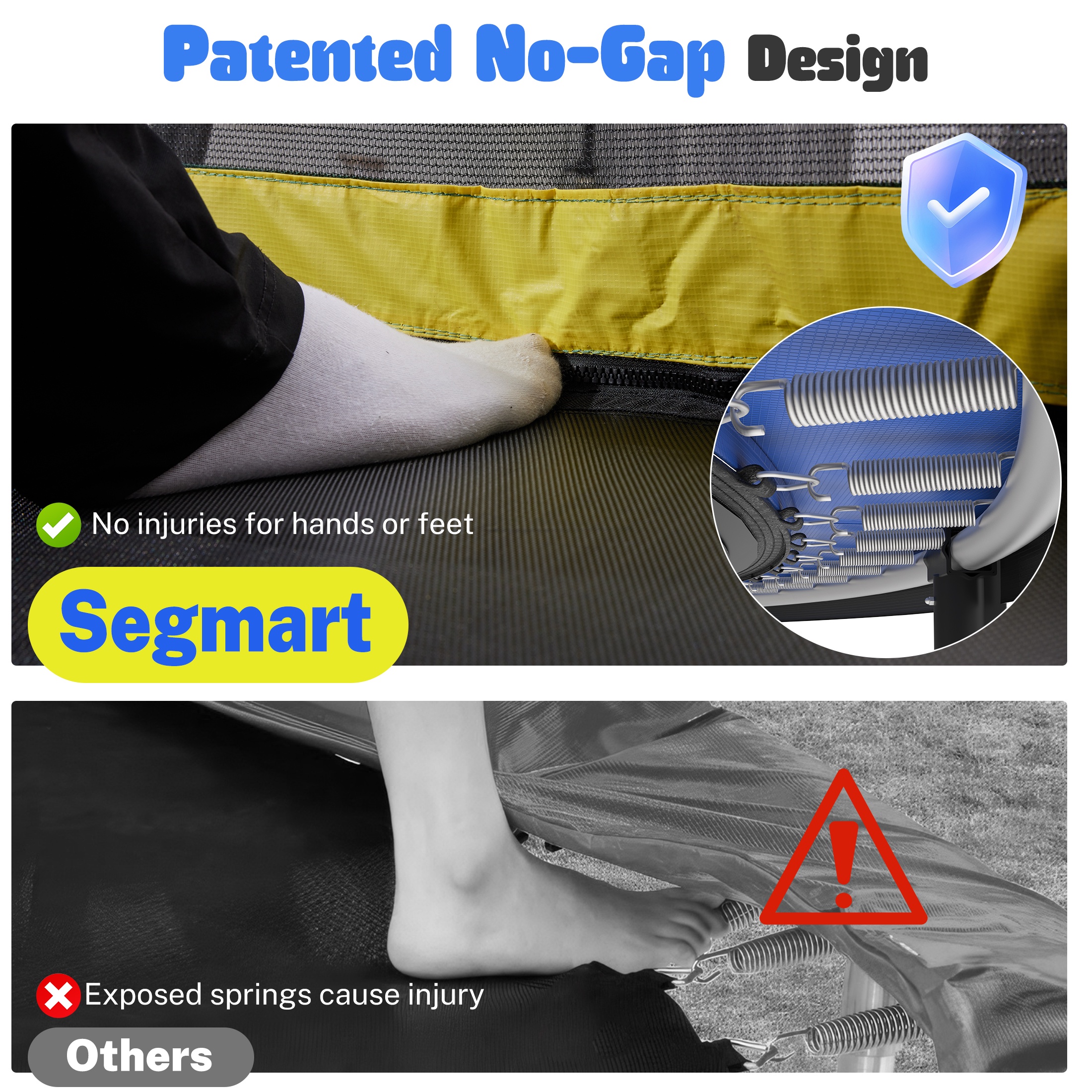 SEGMART 12ft Trampoline with Basketball hoop, Upgraded Round Outdoor Kids Trampoline with Enclosure Net, Heavy Duty Backyard Trampoline with No Gap Design, Recreational Trampoline for Adults Kids