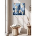 thumbnail image 5 of Wall Art Prints, Blue Gold Feather Framed Canvas Prints for Bedroom Living Room Bathroom Office, Modern Oil Painting Gradient White Gallery Wrap Wall Art Poster for Gifts Home Decor 12"x12", 5 of 9