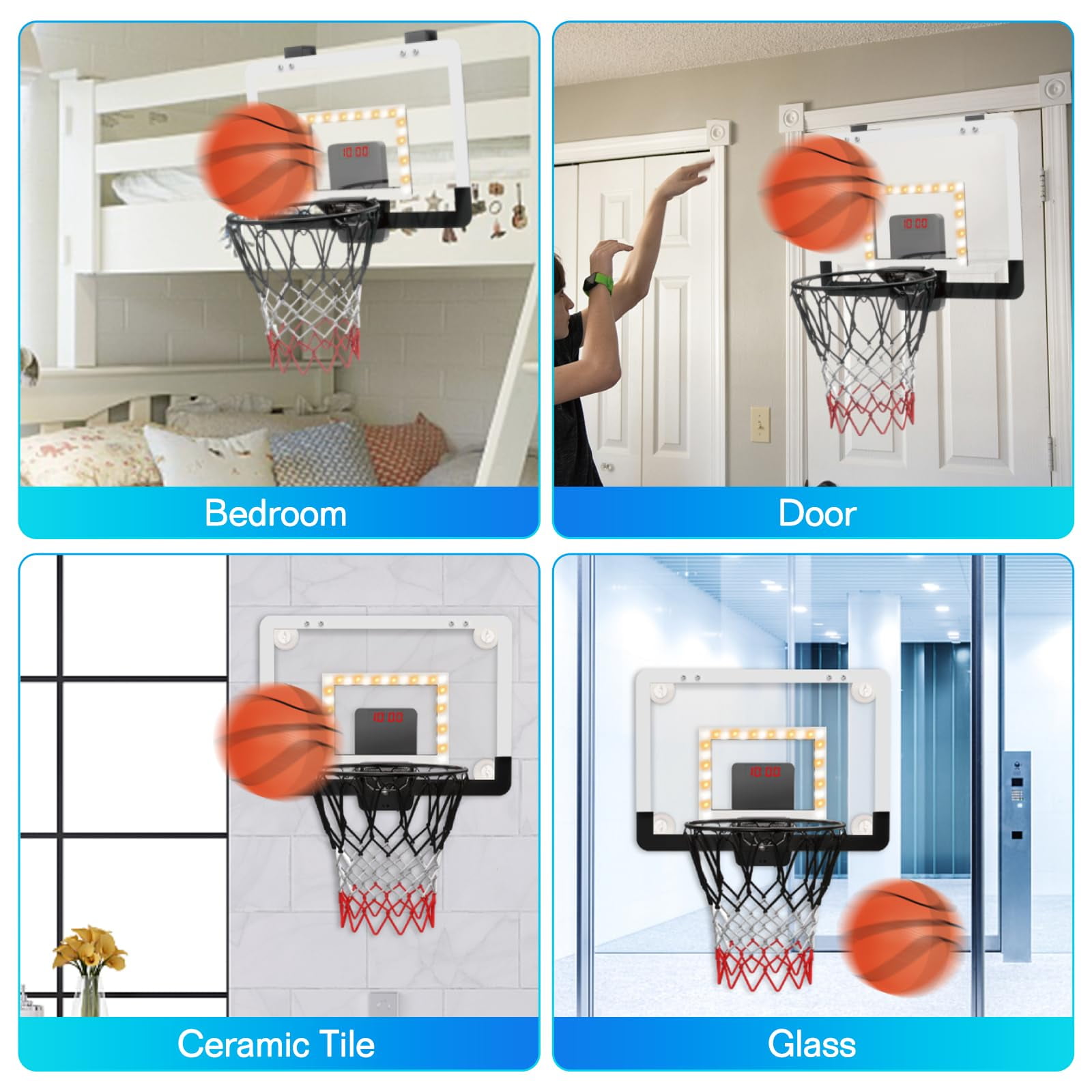 Cyfie Basketball Hoop Set for Kids,LED Light Basketball Hoop with Scoreboard,Christmas Gift for Boys and Girls,Deal on Sale Clearance