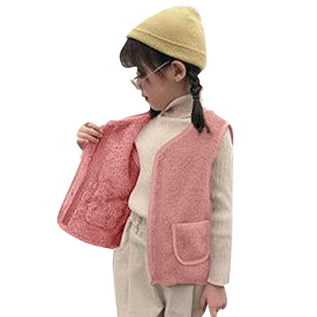 

CNGELG Toddler Children Girls Boys Solid Warm Thick Spring Winter Sleeveless Vest Clothes Coat Zipper