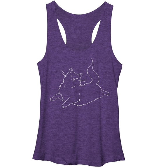 Women's Lost Gods Happy Cat Racerback Tank Top Purple Heather X Large