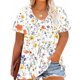 thumbnail image 4 of Camiseta de Base de Impresión de Manga Corta con Cuello en V para las Mujeres, Más Tamaño Estante de Imitación Casual Superior, 4 of 9