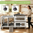 thumbnail image 4 of MEDEHOO 55.2" 2-Story Rabbit Hutch Indoor Outdoor, Heavy Duty Full Metal Bunny Cage with 6 Locking Wheels, 2 Pull-Out Trays, Chew-Proof Ramp & Waterproof Roof for Guinea Pigs Small Pets, 4 of 11