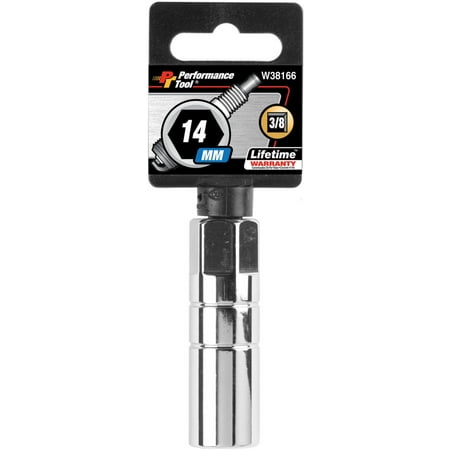 UPC: 0039564381669 | Wilmar W38166 Chrome Spark Plug Socket  3/8  Drive  14mm  6 Point  Deep  With 17mm Hex Bolster
