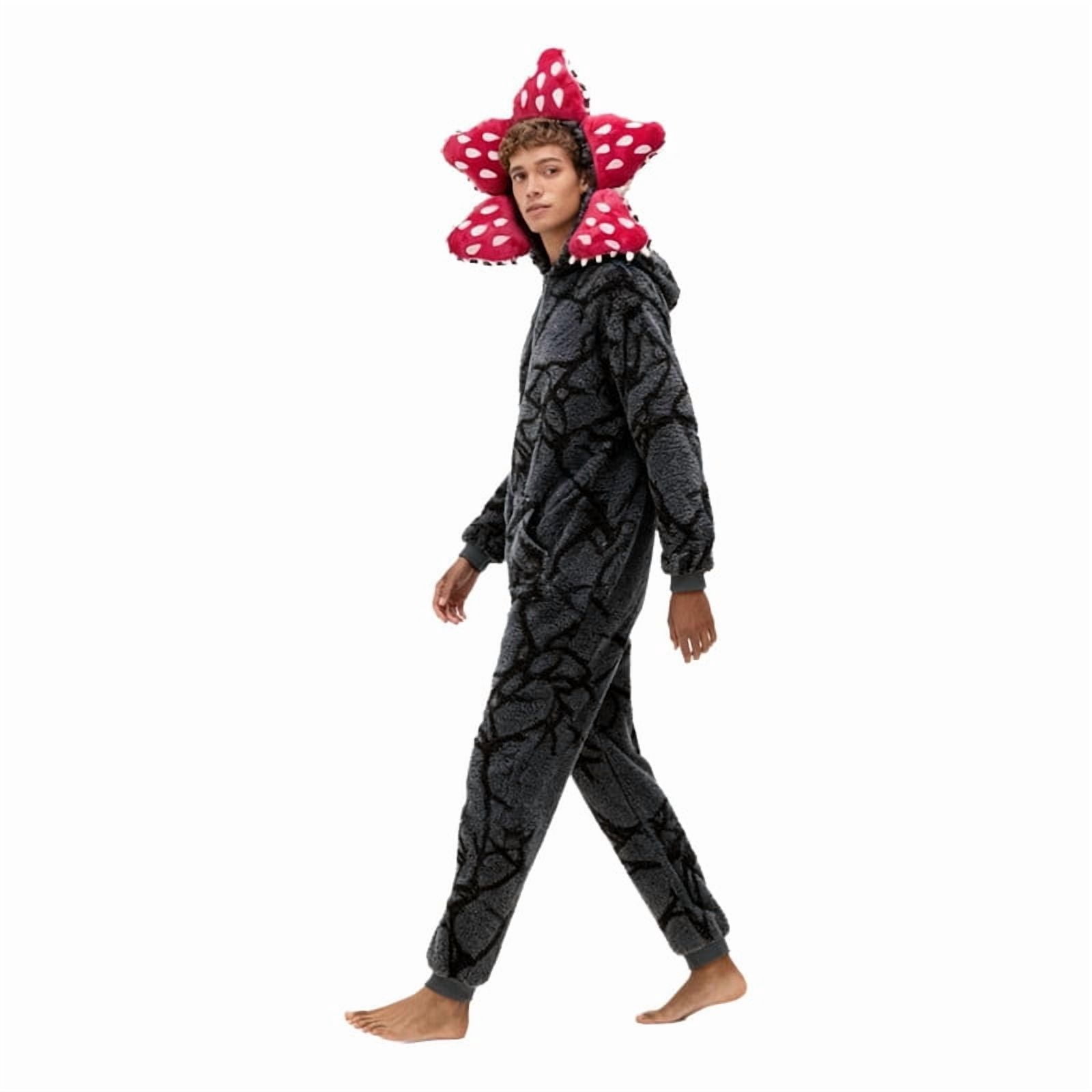 Demogorgon Hooded Jumpsuit Long Sleeve Pajama Hoody Onesie Loungewear Fuzzy Fall Winter Warm Thermal