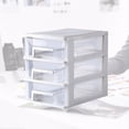 thumbnail image 2 of Caja de almacenamiento tipo cajón de escritorio transparente de 3 capas de plástico Mini organizador de almacenamiento de cosméticos Soporte para artículos diversos (blanco y transparente), 2 of 5