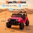 thumbnail image 5 of Xuanlur 12V Kids Ride on Car with Remote Control, Ride on Toys w/ Dual Drive, Four-Wheel Suspension, Bluetooth Music, LED Lights, USB, Shock Absorption, Toys Car for Kids Aged, Pink, 5 of 8