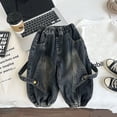 thumbnail image 2 of WEIGFI Toddler Baby Boys Pants Solid Color Girls Jeans Elastic Waist Denim Bottoms With Pockets Casual Loose Fit Comfort Spring Summer Cool Party Trousers,Black,2-3 Years, 2 of 4