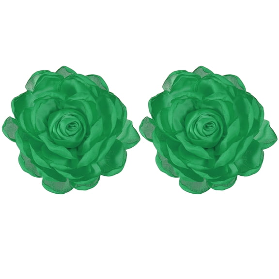 Flowers Hair Clips, Satin Rose Brooch Pin, Floral Brooch Hairpin for Women Wedding, 2 Pack & Christmas Green