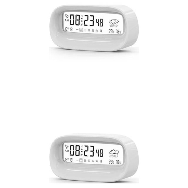 Naiovety LCD Reloj digital Termómetro Calendario Temperatura Humedad Medidor Alarma Hogar Funciona con pilas Multifuncional Type1 NO1