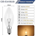 thumbnail image 2 of E14 40W Clear Candle Bulb, Dimmable Incandescent Bulb, Warm White 2700K, 400LM, Flame Light Bulb, E14 Edison Screw Candle Bulbs, Pack of 6, 2 of 5