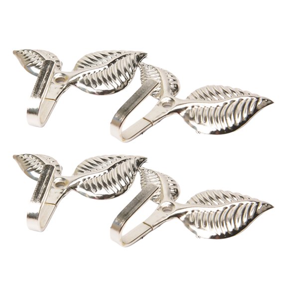 4pcs Curtain Tieback Hooks, Vintage Leaf-shape Curtain Holdbacks Hooks Wall Mounted Drapery Tieback Towel Hook Hanger