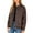 #121-Brown, variant on Wowcloth Woman Leather Jacket, Solid Color with Pockets and Buttons, Long Sleeve Zipper Front, Stand Collar for Casual Outdoor and Daily Wear