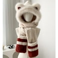 thumbnail image 4 of Hat Scarf Gloves Set for Women in Winter, Bear Ear Plush Fleece Hat Warm Scarf Gloves, 3-in-1 Warm Accessory for Skiing, 4 of 9