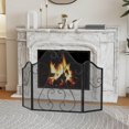 thumbnail image 5 of 3 Panel Fireplace Screen, Foldable Freestanding Metal Arched Furnace Fireguard For Daily Life, 5 of 10