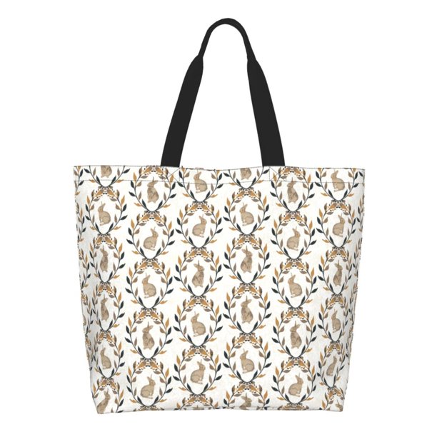 Easygdp Retro Bunny Bolsas Tote para Mujer, Bolsos de Hombro para Viaje, Bolsos de Mano de Gran Capacidad para Compras y Trabajo