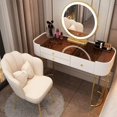 thumbnail image 3 of Nordic Light Full Body Luxury Makeup Dressing Penteadeira Table LED Mirror Bedroom Vanity Mirror Dresser Cabinet Include Chair My Lux Decor Round, 3 of 15