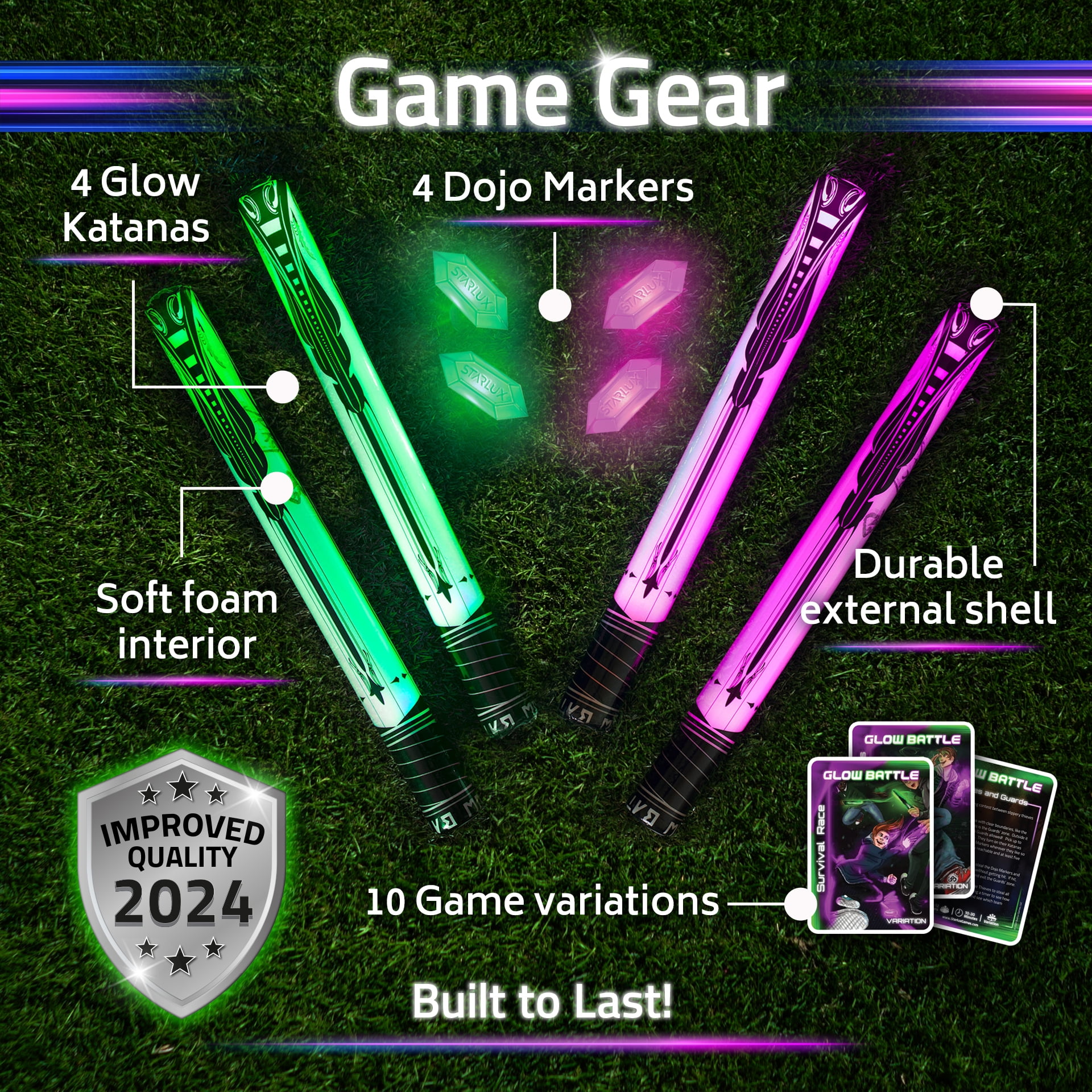 Starlux Games Kids Set: Ninja Toys Versus Samurai Glow Battle