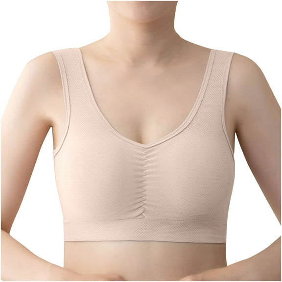 Busydd Womens Bras Solid Color Push Up Bras for Women No Underwire Pleated Seamless Bras Wide Strap Breathable Wireless Bra Full Figure Everyday Bralettes Plus Size Underwear