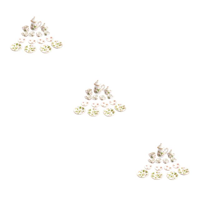 maskred Mini House Tableware Set Miniature Kitchen Ornament Interesting 1/12 Scale Scene Layout Dinnerware Kit Models Props Green Leaf Yellow 3Set