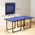 thumbnail image 3 of Soozier Table de Tennis de Table Compacte 6x3ft de Taille Moyenne Table de Ping-pong Familiale Multi-Usage Autoportante Pliante Bleu, 3 of 10