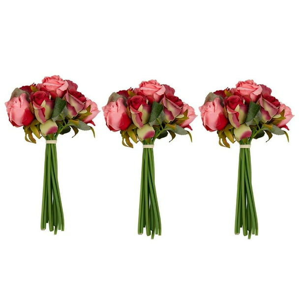 36Pzs Flor Rosa Artificial Ramo de Boda Rosa Real Tailandesa Flores de Seda Decoracion de Casa Decoracion de Fiesta Boda (Roseo)