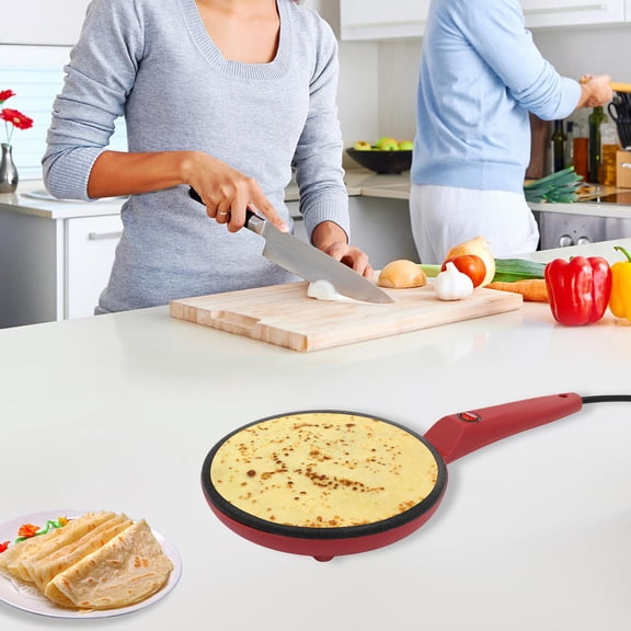 8" Electric Crepe Maker, 110V 550W Corded Electric Crepe Pan Maker Griddle Crepe Pan with Non-Stick Coating, Portable Household Pancake Machine for Crepes, Pancakes, Tortillas