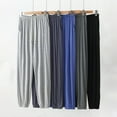 thumbnail image 4 of Womens Pajama Pants Fashion Solid Color Drawstring Plaid Strappy Hem Sleep Pants, 4 of 7