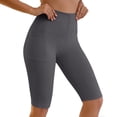 thumbnail image 4 of Miluxas Womens Biker Shorts with Side Pockets Workout Athletic Running Yoga Bike Shorts Dark Gray M(M), 4 of 5